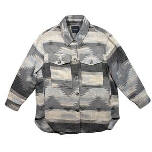 Dictionary Shacket Mens L/XL Gray Excellent Aztec Southwestern Pattern